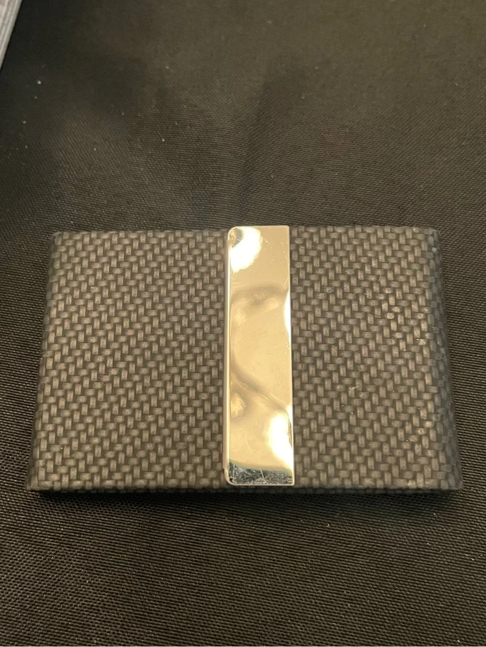 Business Card Holder Black wTexture & Silver Accent 4”x3.5”